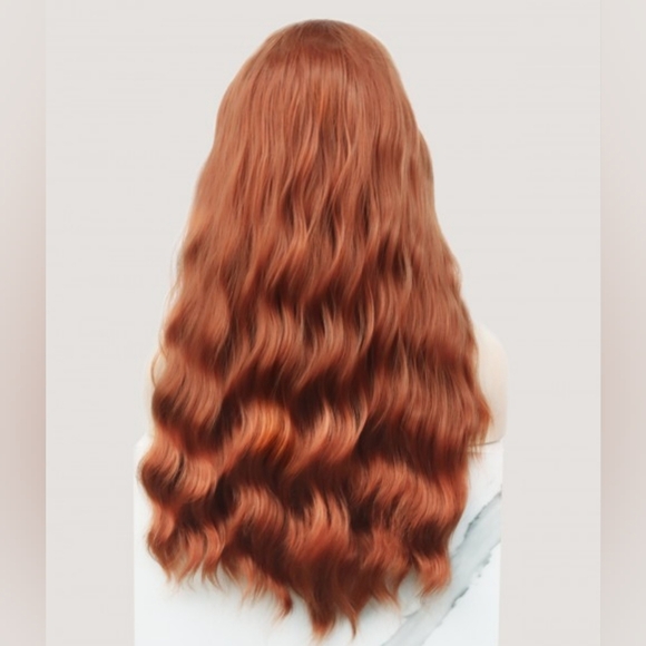 Uniwigs Copper Rose Long Wavy Red Synthetic Lace Front Wig - Picture 3 of 4